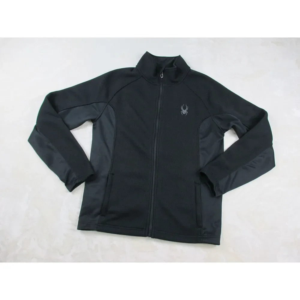 Spyder Sweater Mens Medium Black Full Zip Logo Outdoors‎ Casual*